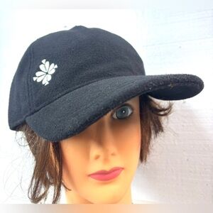 Kate Spade Wool Baseball Cap Black Embroidered Logo Hat Black